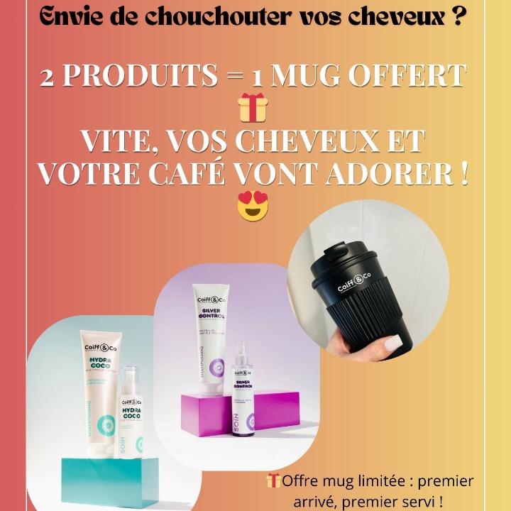 Offrez un moment de douceur à vos cheveux ... et à votre café ! Achetez 2 produits Coiff&co = repartez avec un mug offert. Vos cheveux vont briller, et votre pause café aussi !